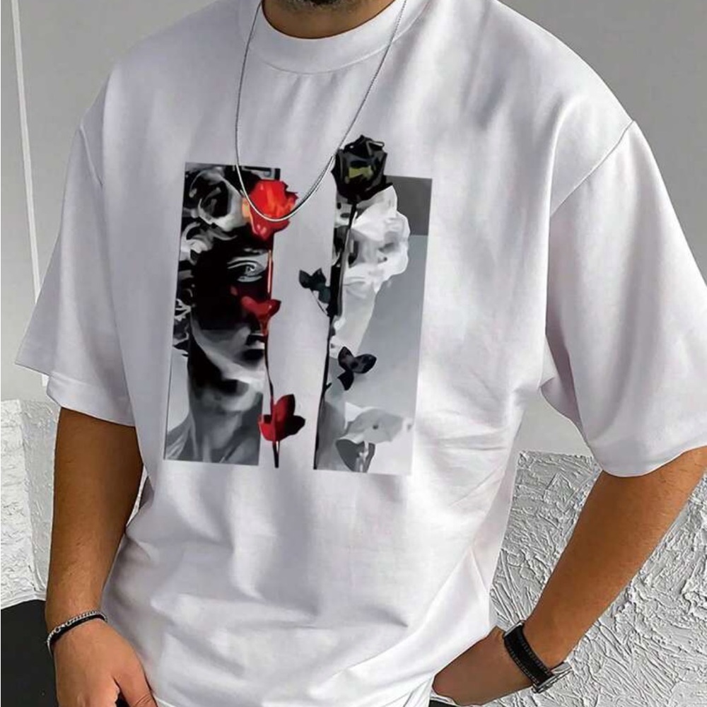 Men Plus Sculpture & Floral Print Tee